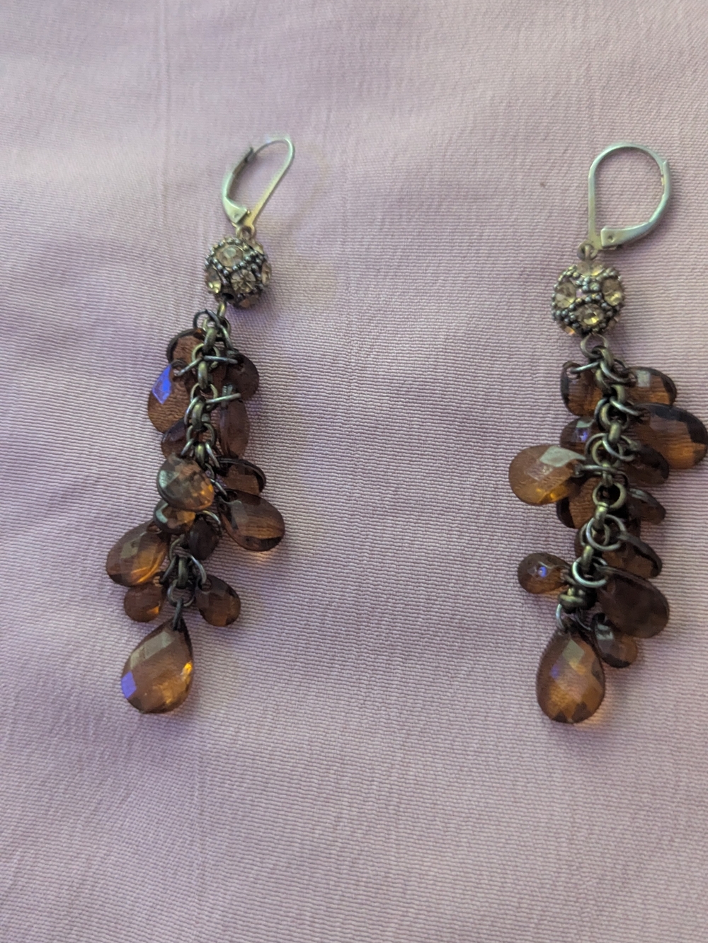 Brown Crystal Teardrop Dangle Earrings - Women Jewelry
